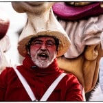 Person in mushroom costume at festive parade
