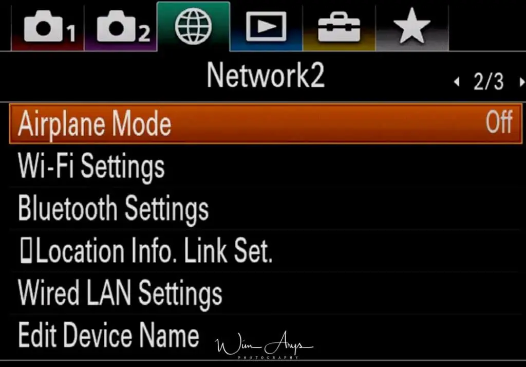 Network settings page 2