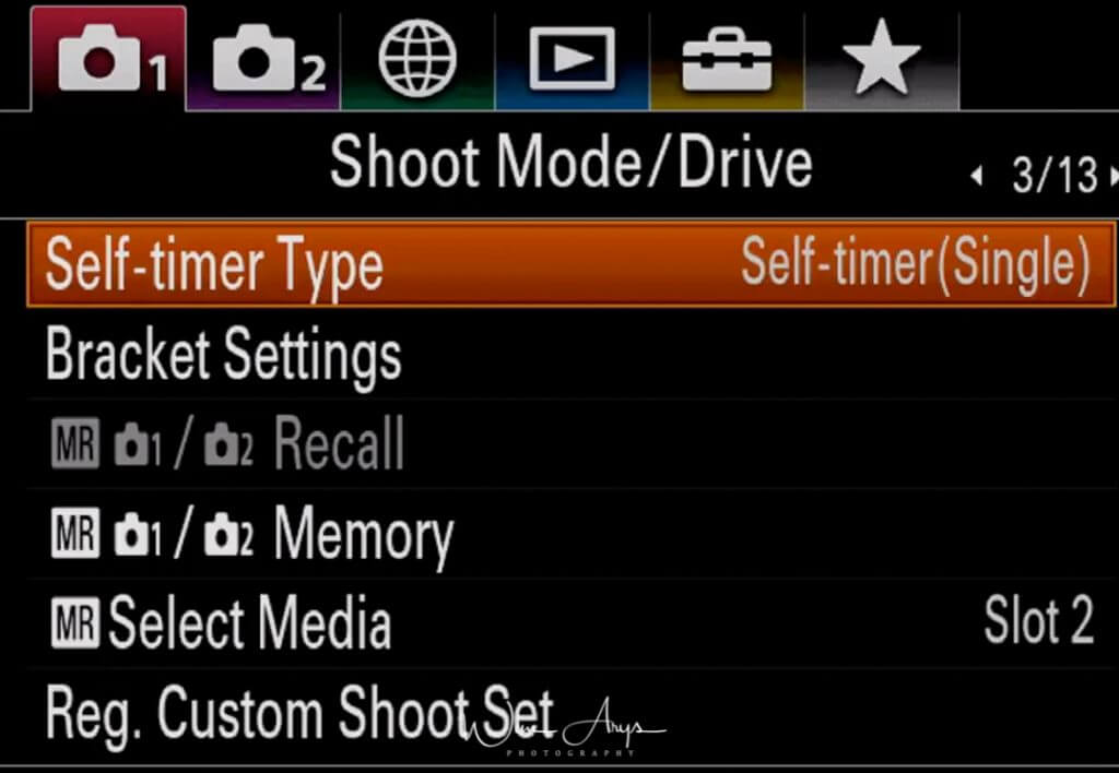 Shoot Mode/Drive settings