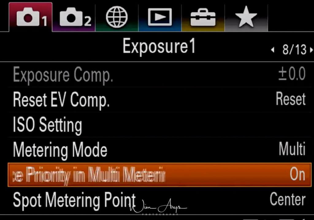 Exposure settings page 1