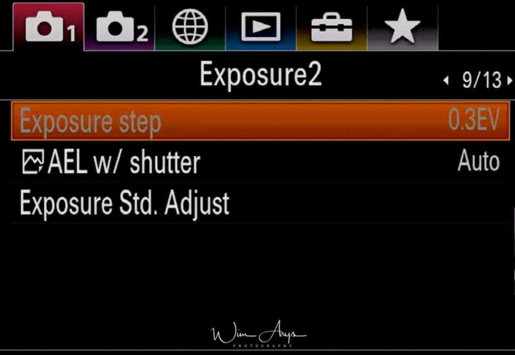 Exposure settings page 2