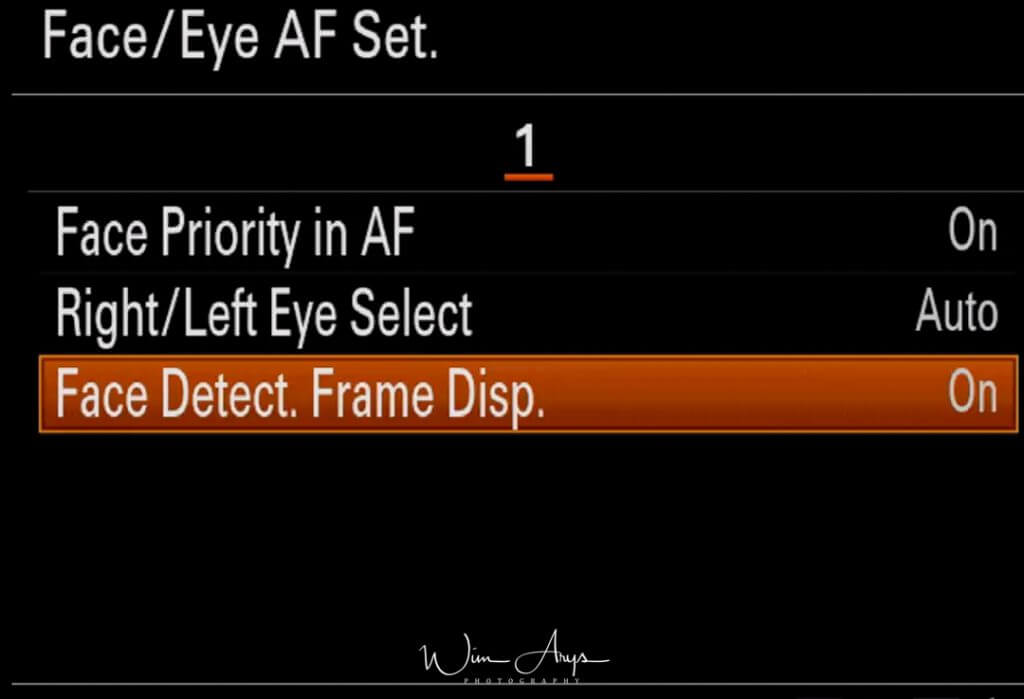 Eye AF set menu