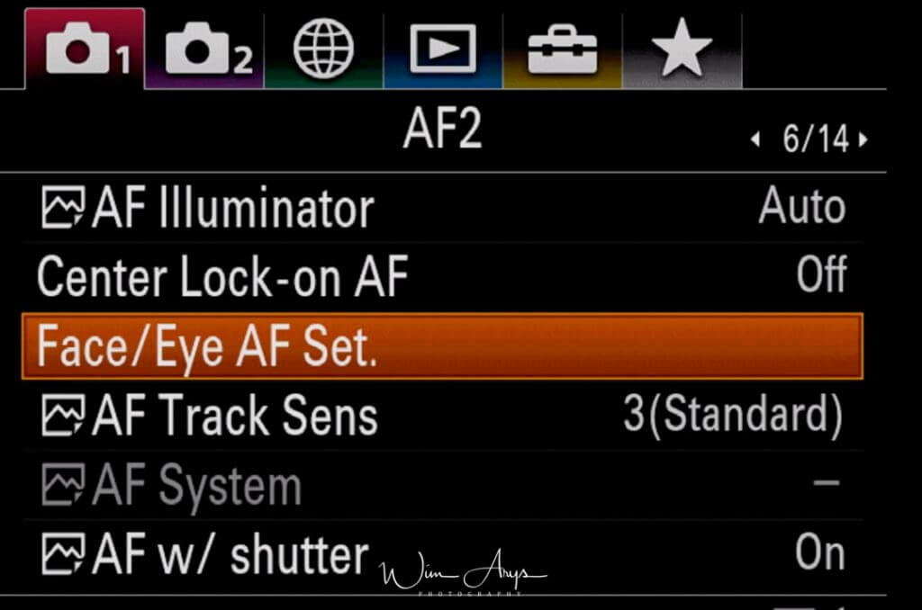 Autofocus setting page 2