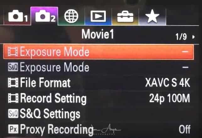 Sony A7RIII menu setup