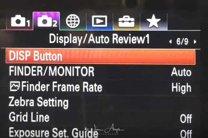 Sony A7RIII menu setup