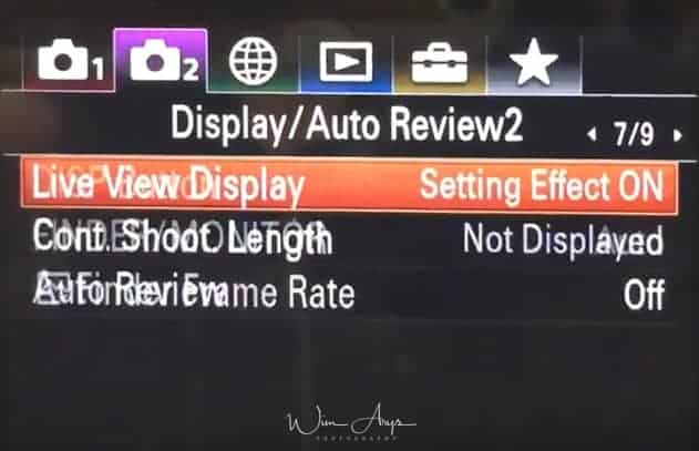 Sony A7RIII menu setup