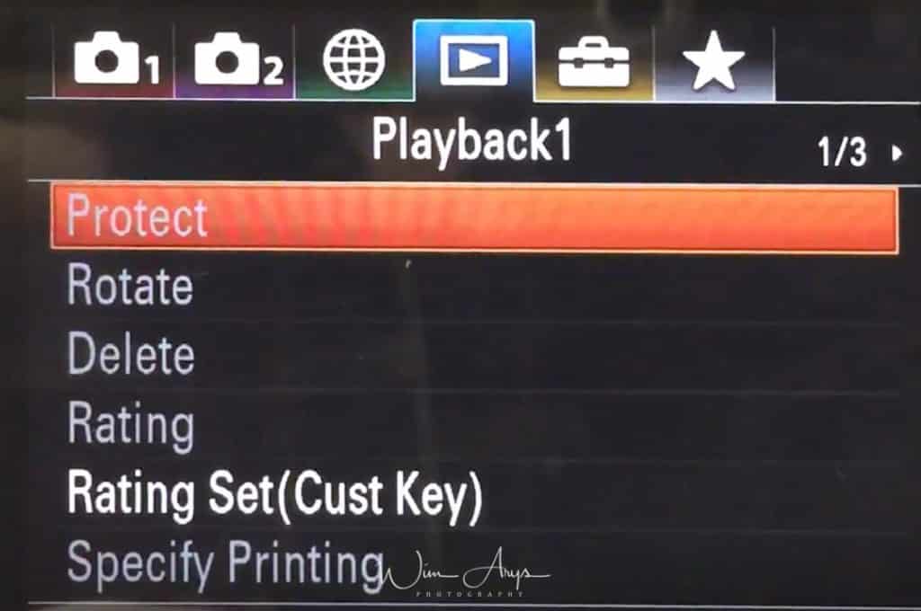 Sony A7RIII menu setup