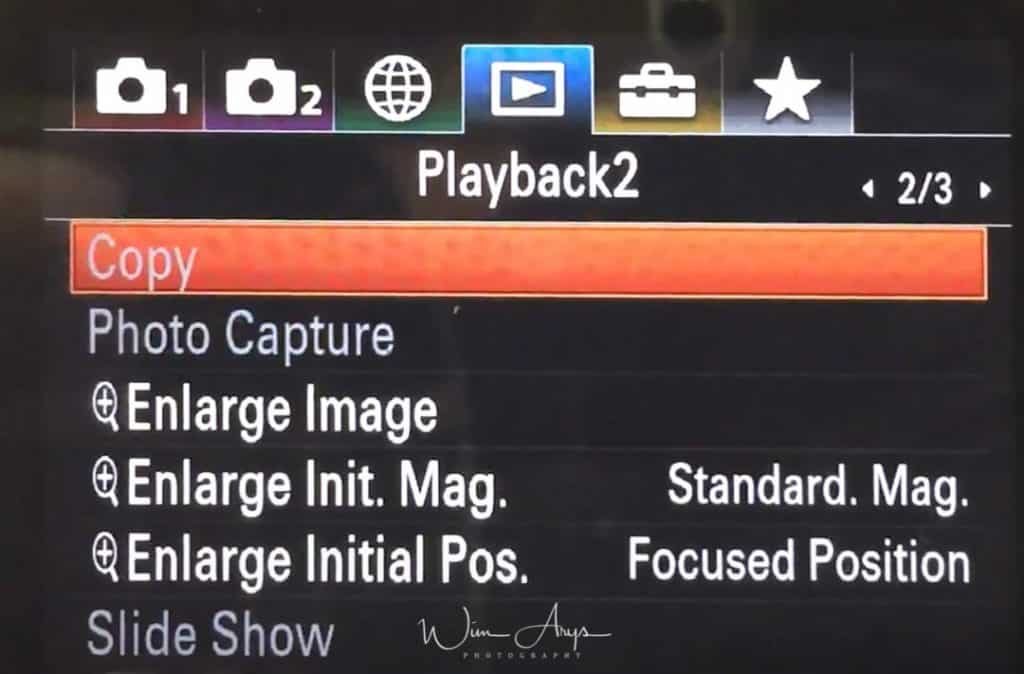 Sony A7RIII menu setup