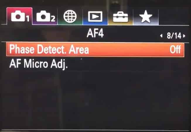 Sony A7RIII menu setup