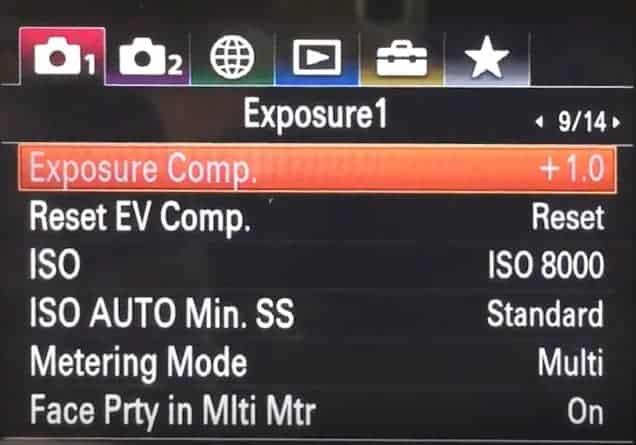 Sony A7RIII menu setup