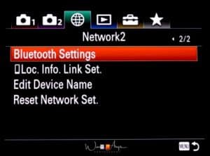 RX10 IV Network settings