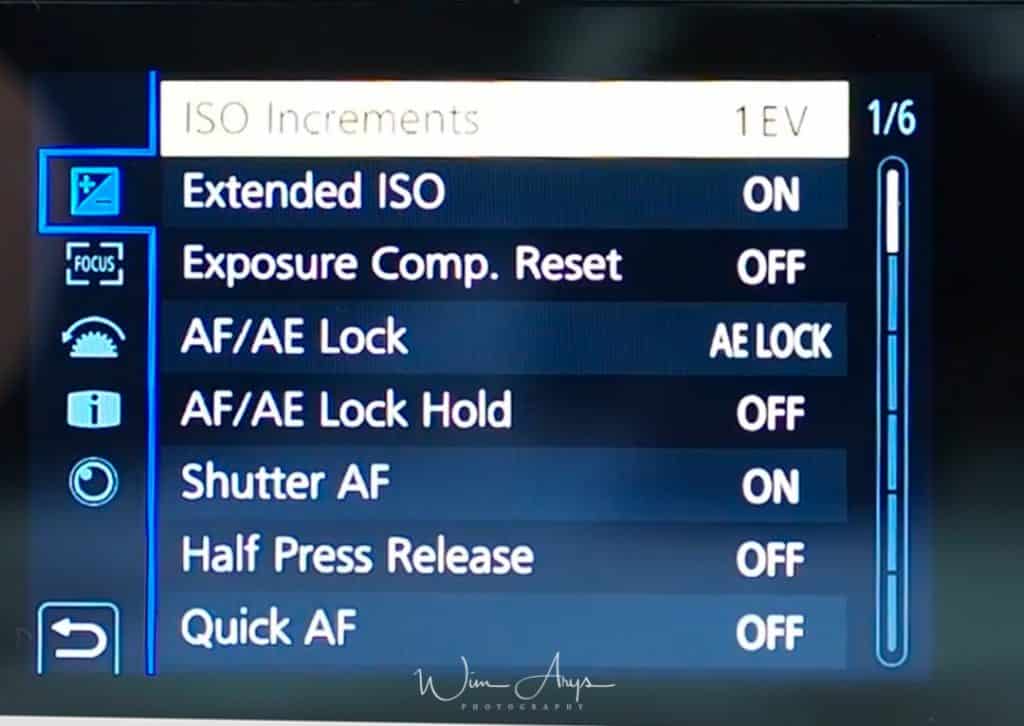 Custom Exposure settings G9