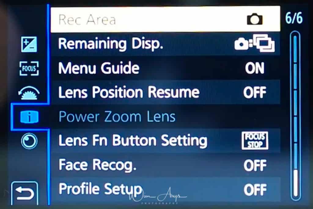 Custom Exposure settings G9 page 6