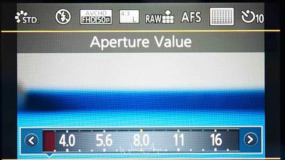 Q Menu aperture value