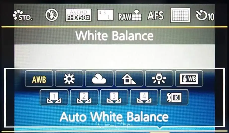 Q Menu white balance settings