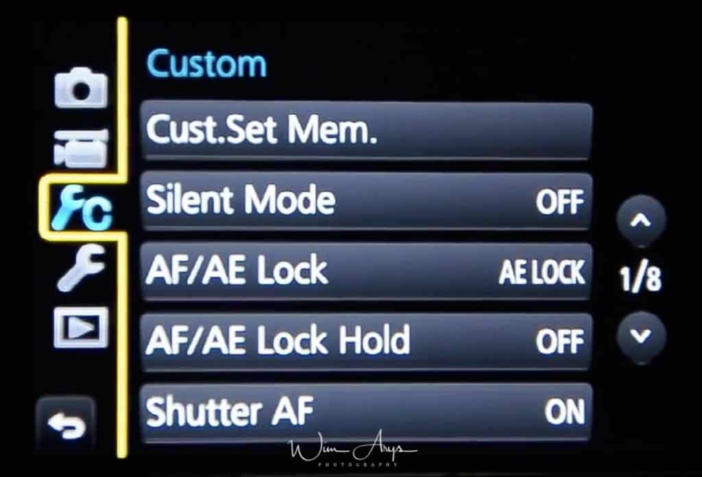 Custom settings page 1 of 8