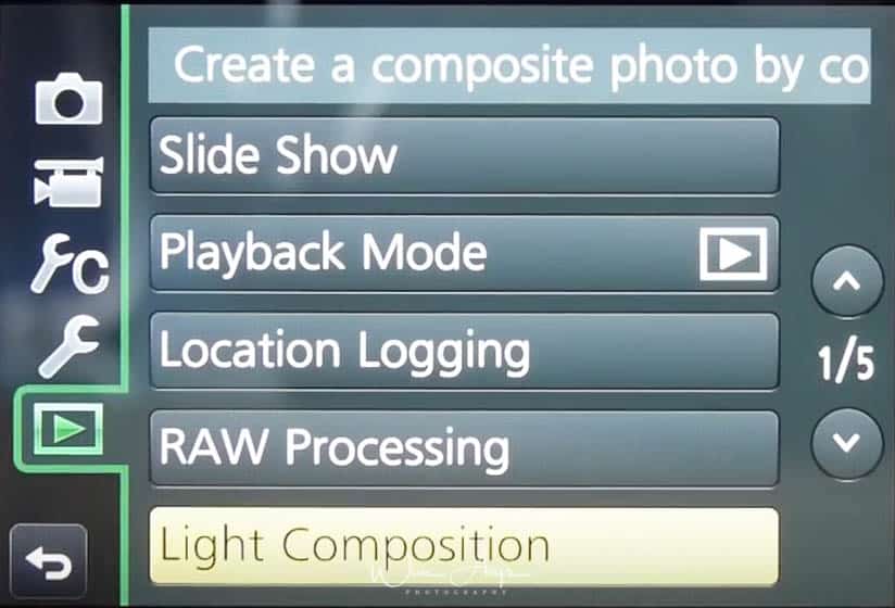 Panasonic GX80 playback menu page 1