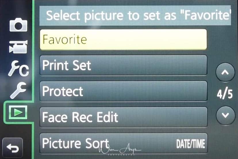 Panasonic GX80 playback menu page 4
