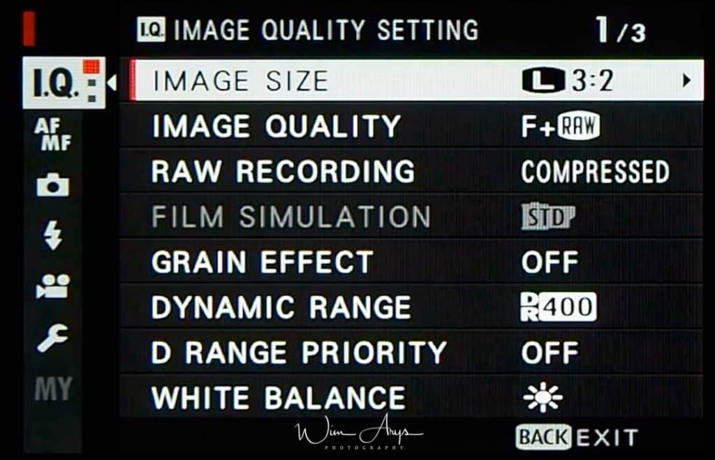 Fujifilm X-H1 Image Quality settings Page 1