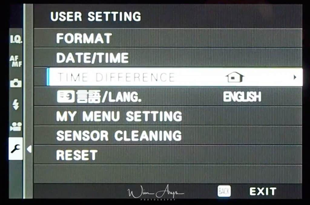 Set Up Menus User Setting