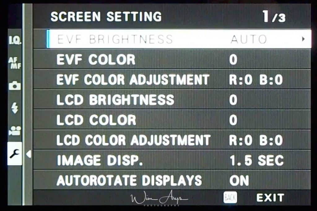 Screen Settings page 1 of 3