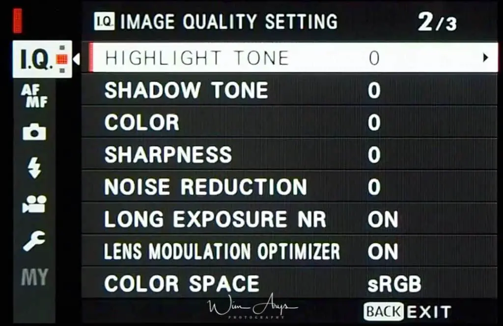 Fujifilm X-H1 Image Quality settings Page 3