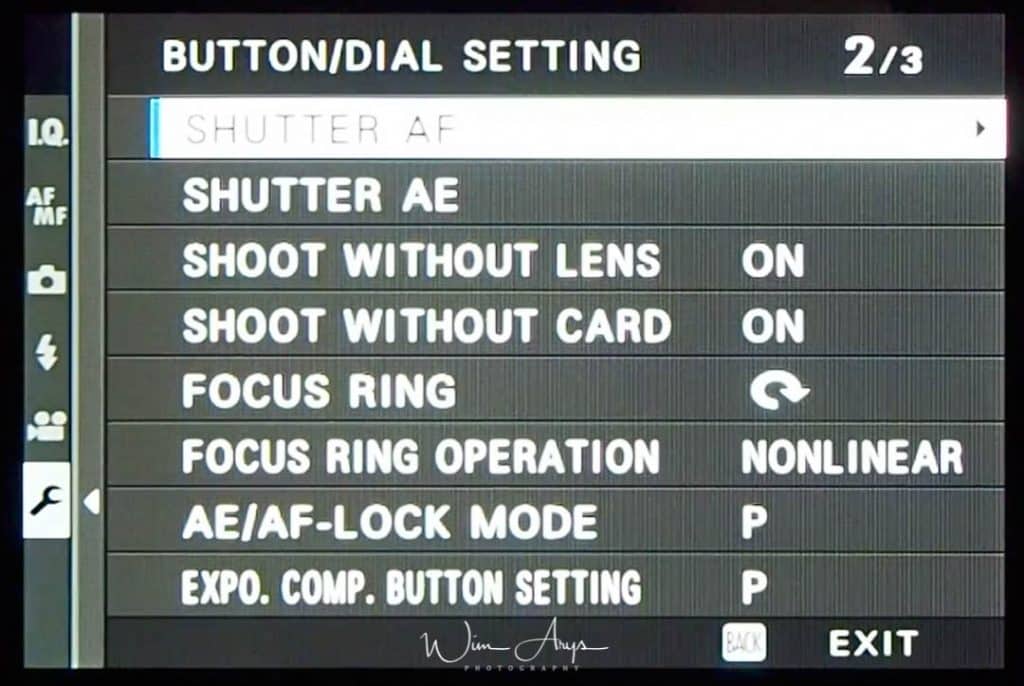 Button/Dial Setting page 2 of 3