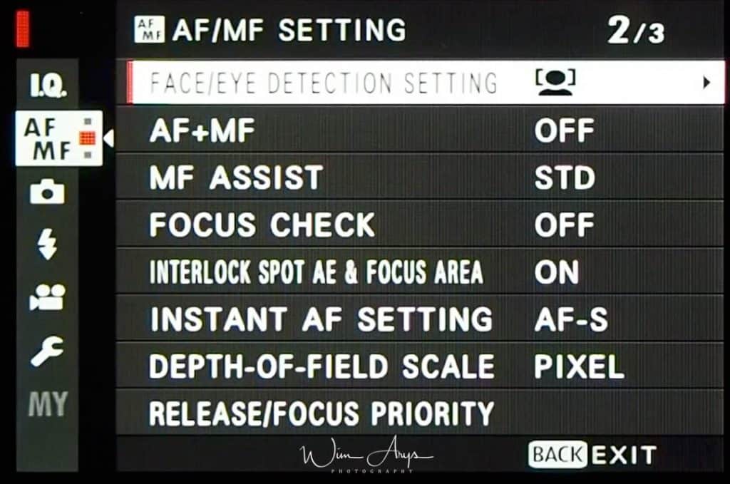 AF/MF Setting page 2 of 3