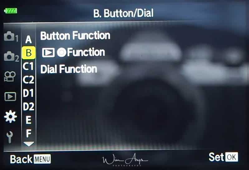 Button and dial settings