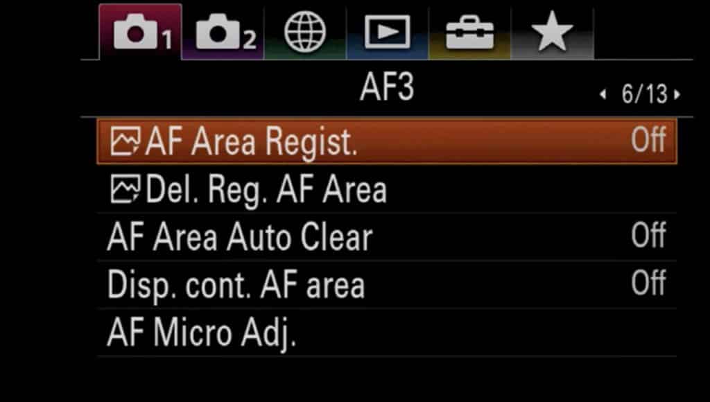 Sony A7III AF Area Regis.