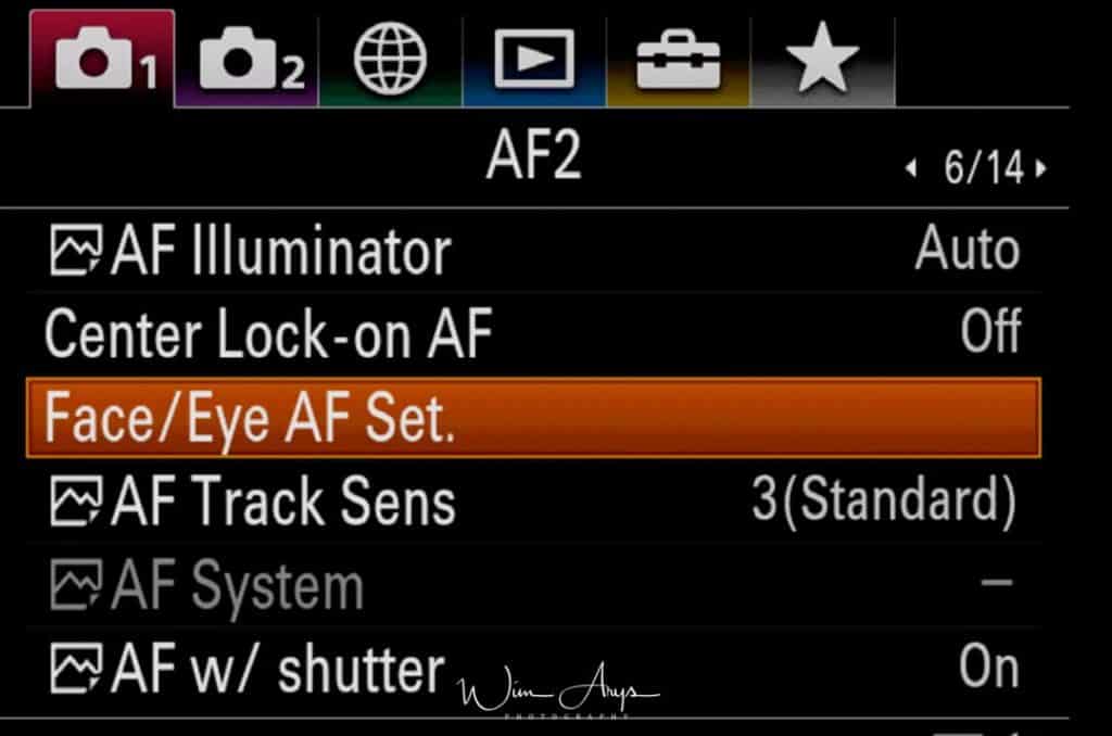 Autofocus settings page 2 (new v3 firmware)