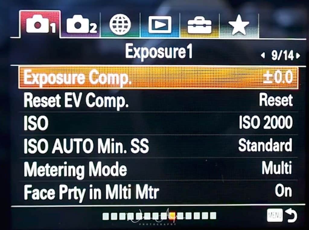 Exposure settings page 1