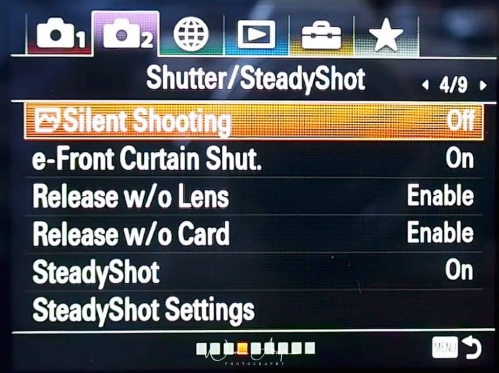 Shutter and Steadyshot settings for movie mode
