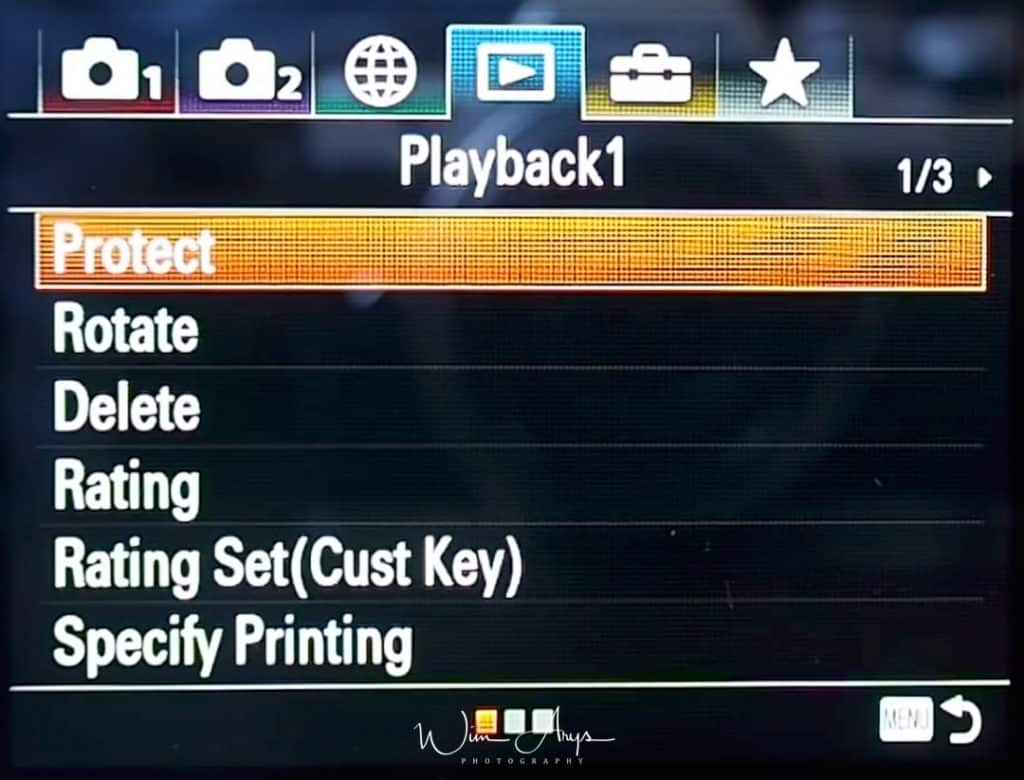 Playback Menu page 1