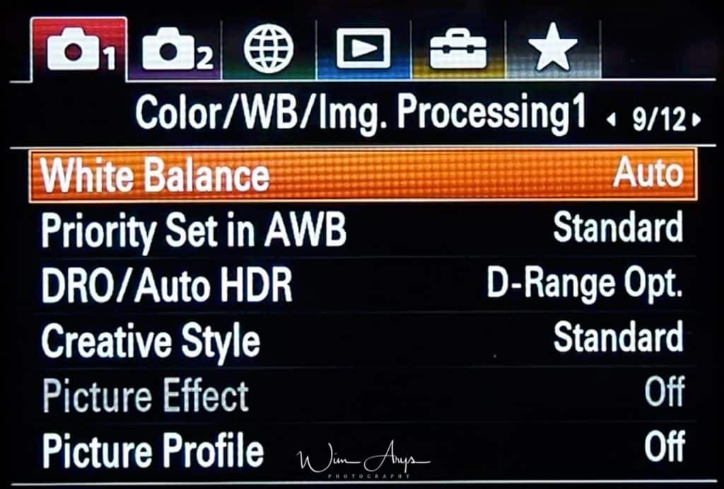 Sony RX100 Menu page 9