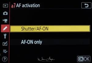 set AF activation to AF-ON