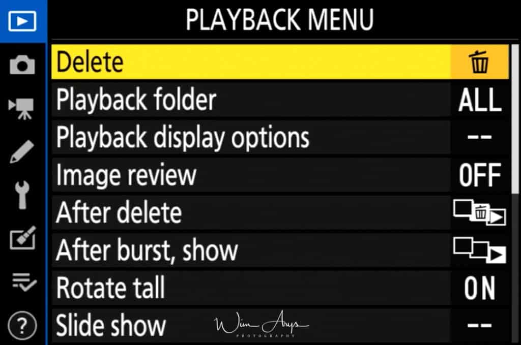 Playback Menu Page 1