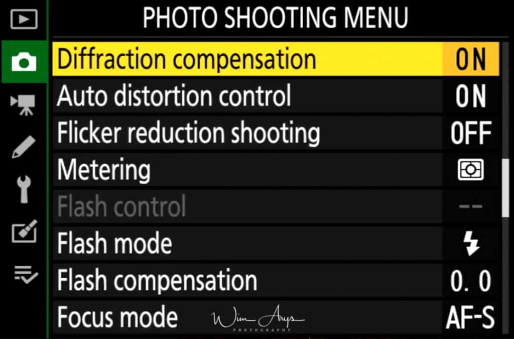 Photo Shooting Menu page 3