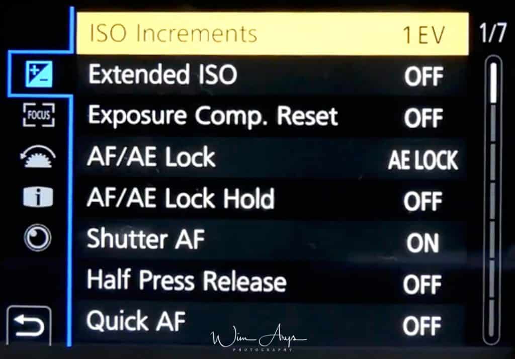 Exposure and Shutter button behaviour settings 