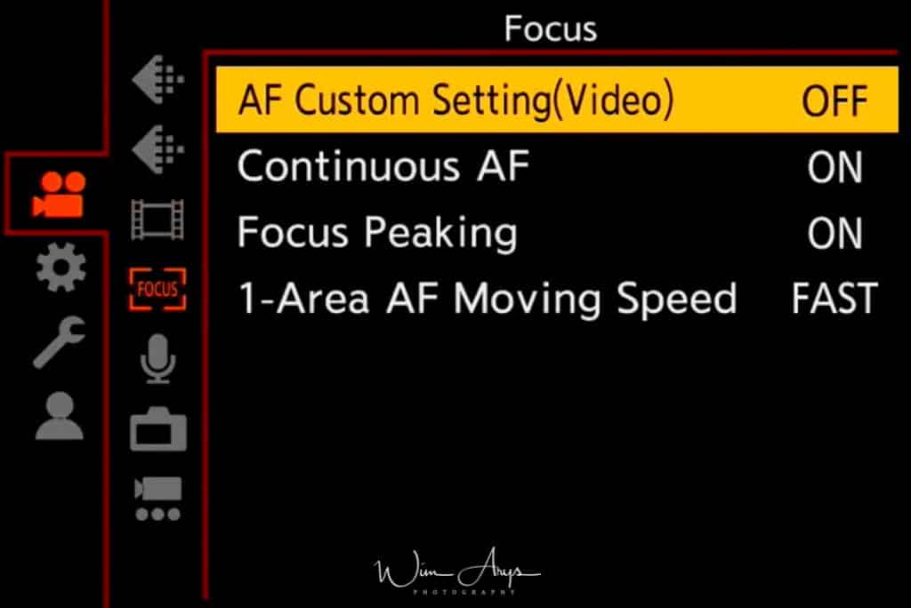 MENU → Video Menu →video focus settings