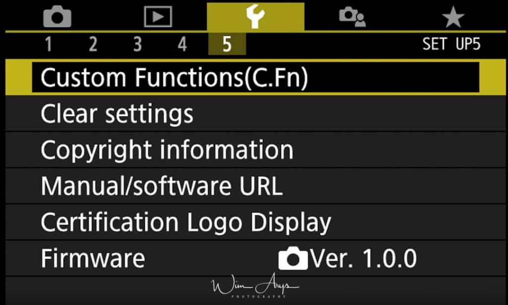 Canon EOS M50 Setup Menu page 5