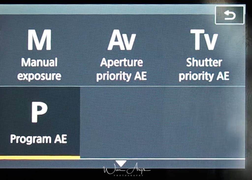 manual, aperture, shutter or program AE