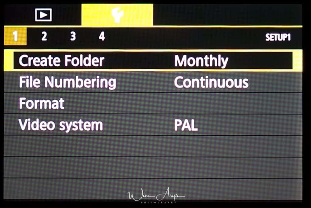 Canon EOS M100 Setup Menu page 1