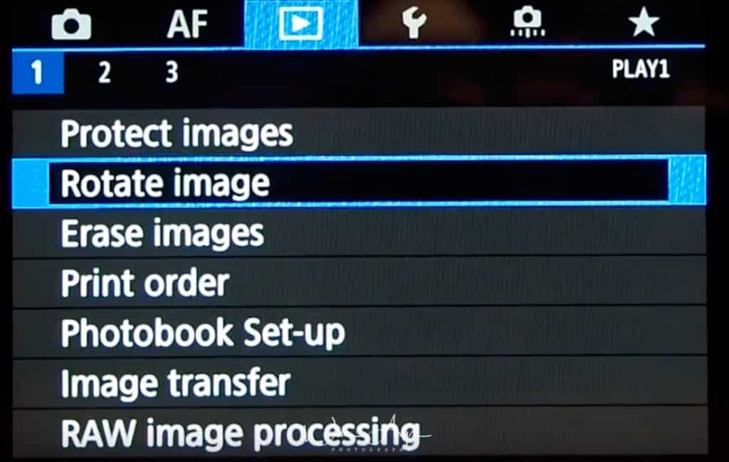 Canon EOS R playback Menu page 1