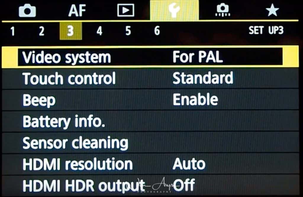 Canon EOS R Setup Menu page 3