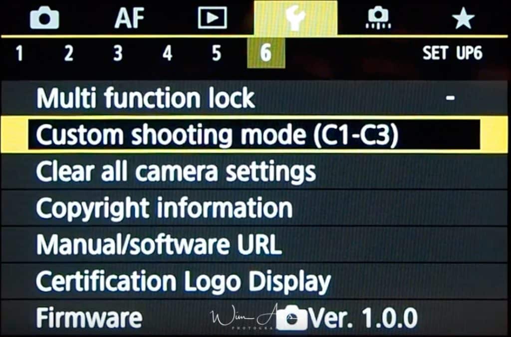 Canon EOS R Setup Menu page 6