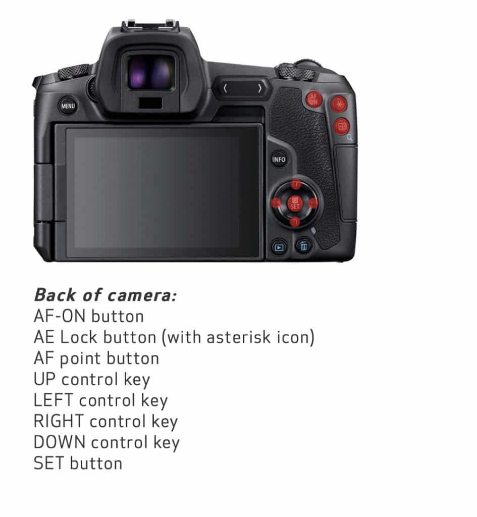 Canon EOS R customisable buttons back 