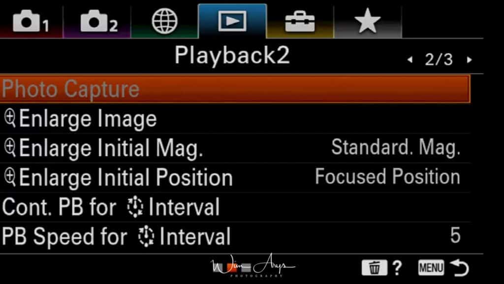 MENU - playback options - page 2