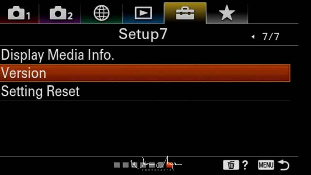 MENU - Camera Setup - page 7