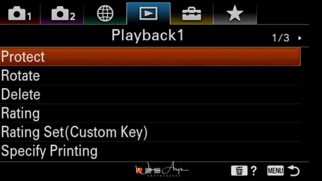 Playback settings page 1